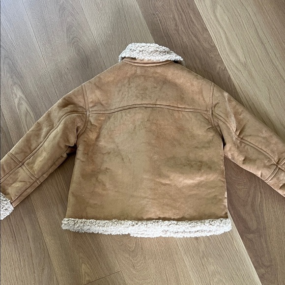 Zara Kids Tan Suede Style Kids Jacket with Sherpa Trim - Picture 6 of 6